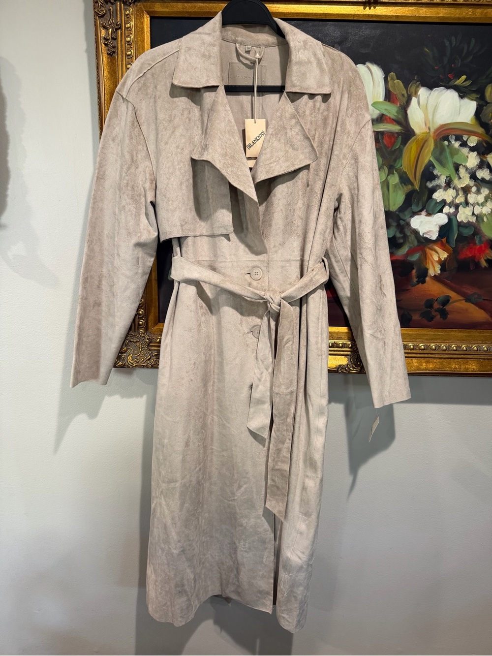 Free People X Blank NYC collaboration Light Taupe Trench Coat